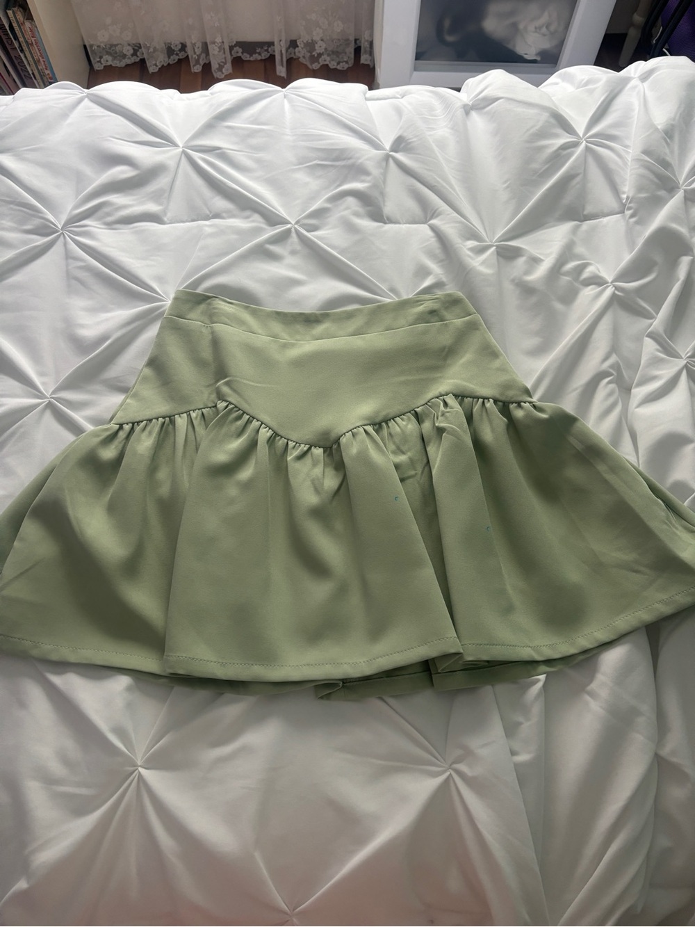 Princess Polly Sage Green Mini Flared Skirt